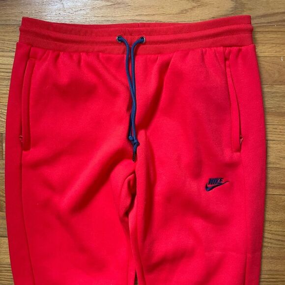 Nike MENS Tech Fleece Joggers Pants Cuffed University Red Black Sweatpants XL - Picture 6 of 12